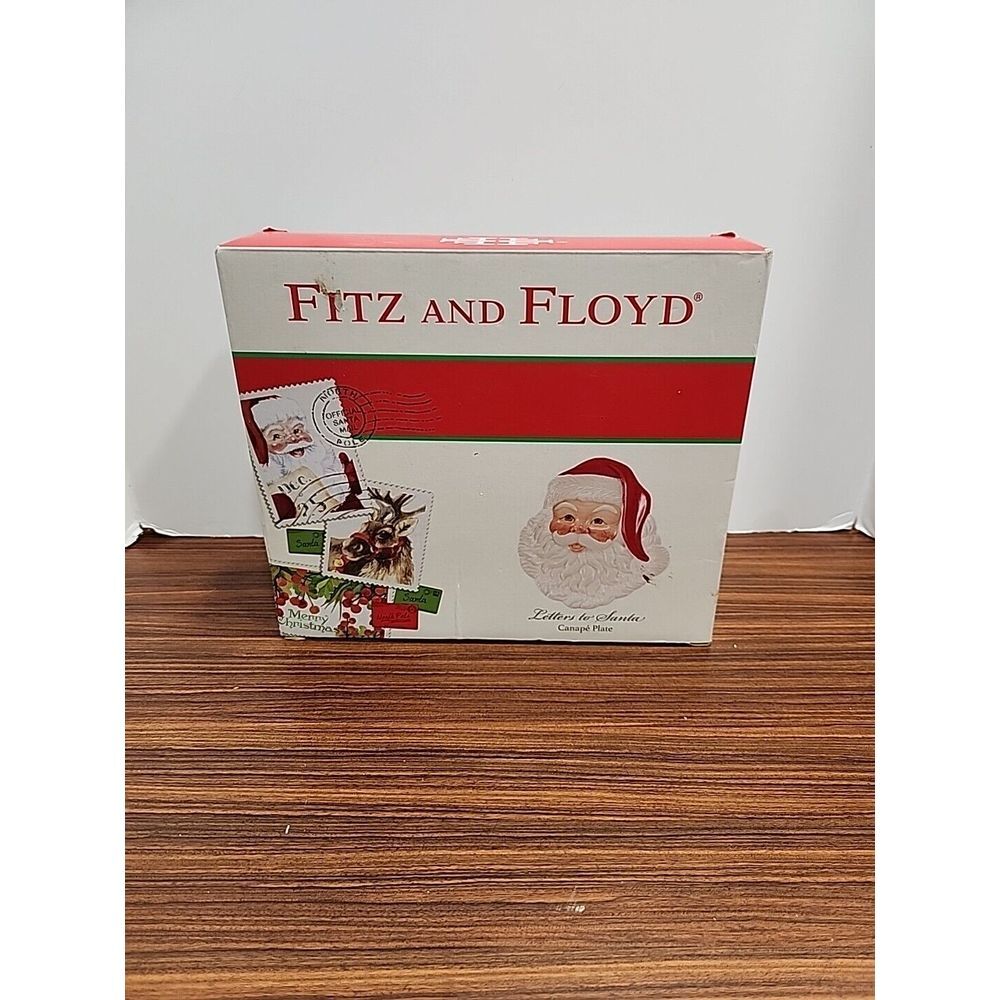 Fitz & Floyd Santa Plate "Letters to Santa" Cookie Dish Holiday Serving Plate‎
